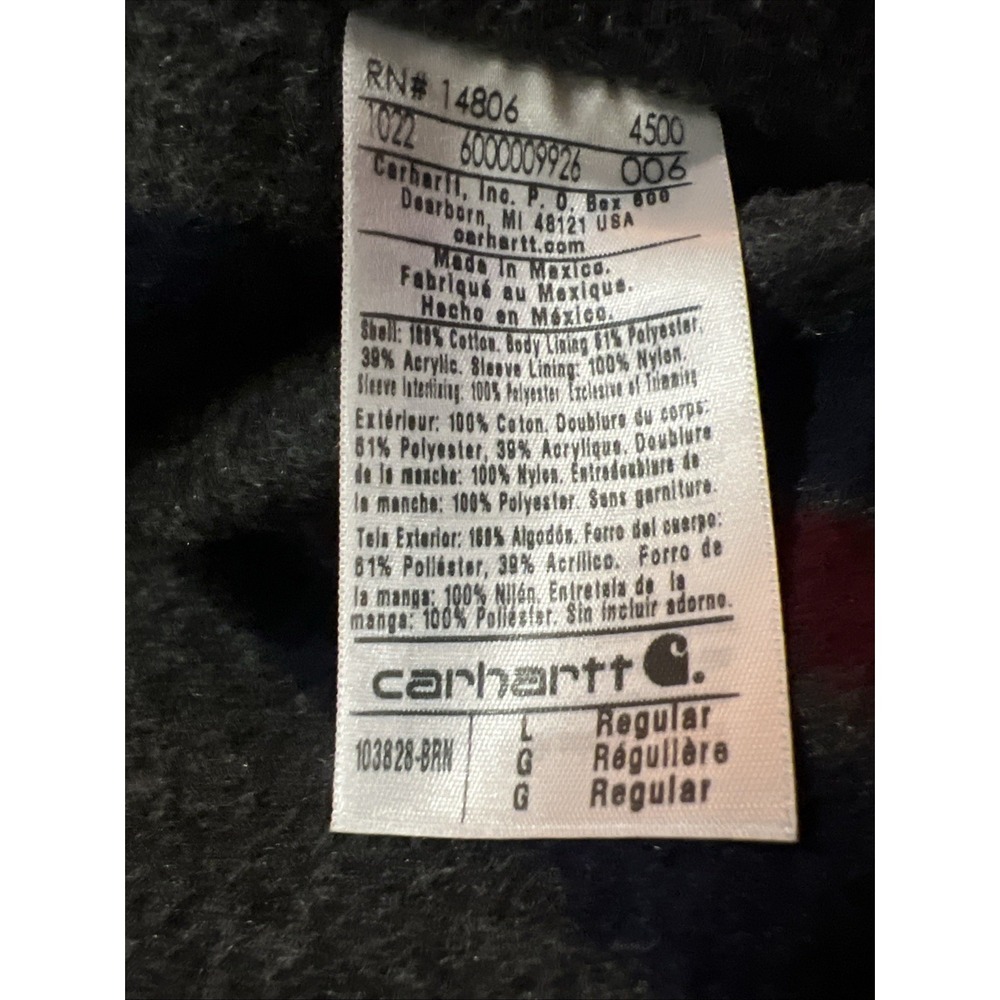 Carhartt Detroit Jacket 103828 Brown Duck Canvas Blanket Lined Mens Large - Picture 13 of 16